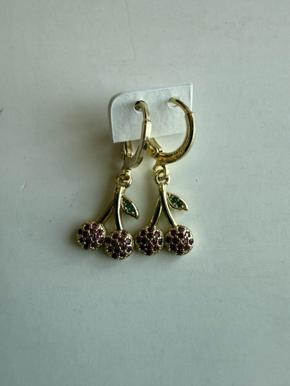 NEW 18K Gold Plated Cherry Huggie Hoop Earrings